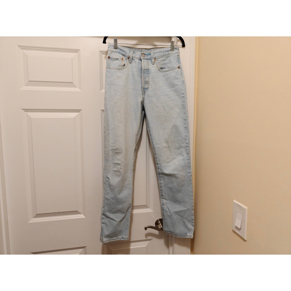 Levi's 501 Original Light Wash Straight Leg High Rise Button Fly Jeans W26 L30